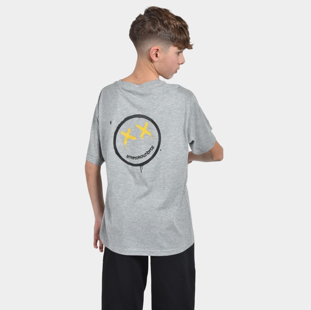 	ANTETOKOUNBROS Kids' T-shirt Smiley Grey Back