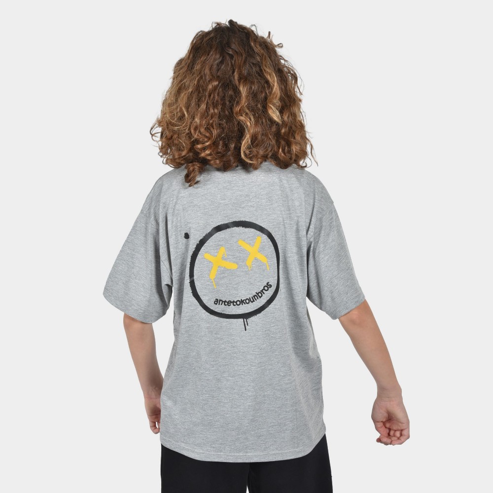 	ANTETOKOUNBROS Kids' T-shirt Smiley Grey Back 2
