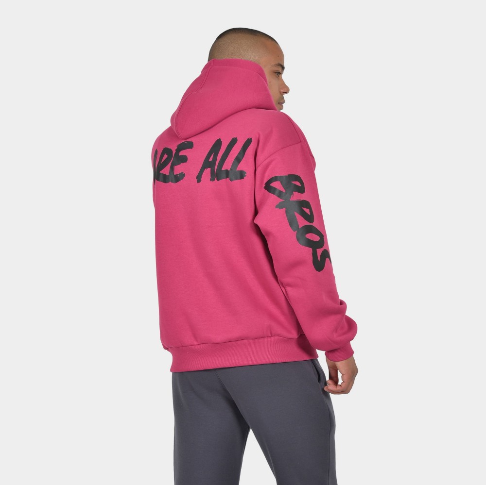 ANTETOKOUNBROS Men's Oversized Hoodie We are all Bros Fuchsia Detail