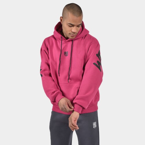 ANTETOKOUNBROS Men's Oversized Hoodie We are all Bros Fuchsia Front