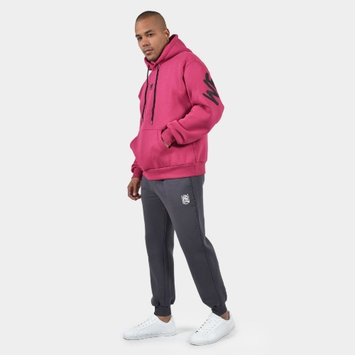 ANTETOKOUNBROS Men's Oversized Hoodie We are all Bros Fuchsia Model Front thumb