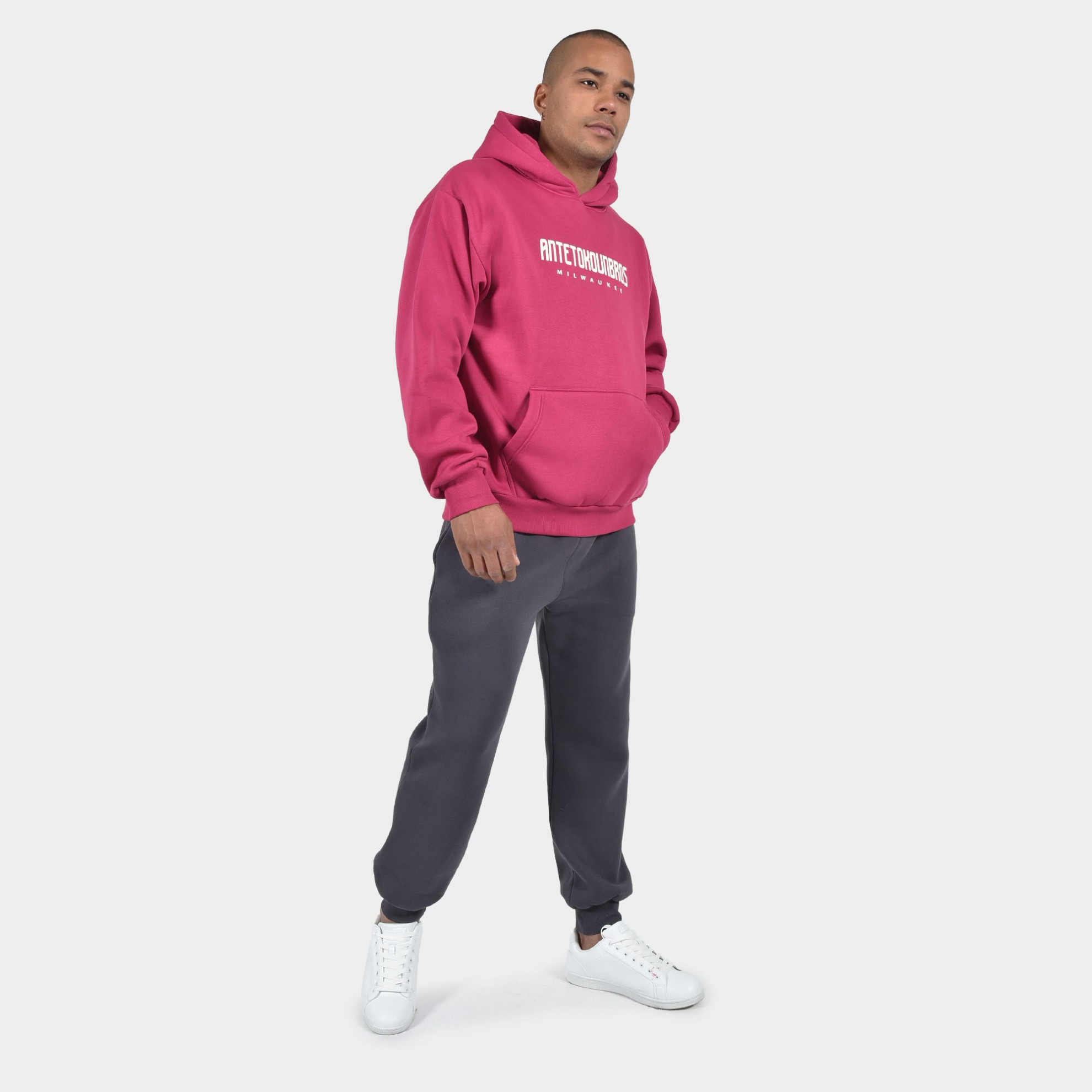 ANTETOKOUNBROS Unisex Hoodie Feelfall Milwaukee Fuchsia Model Front