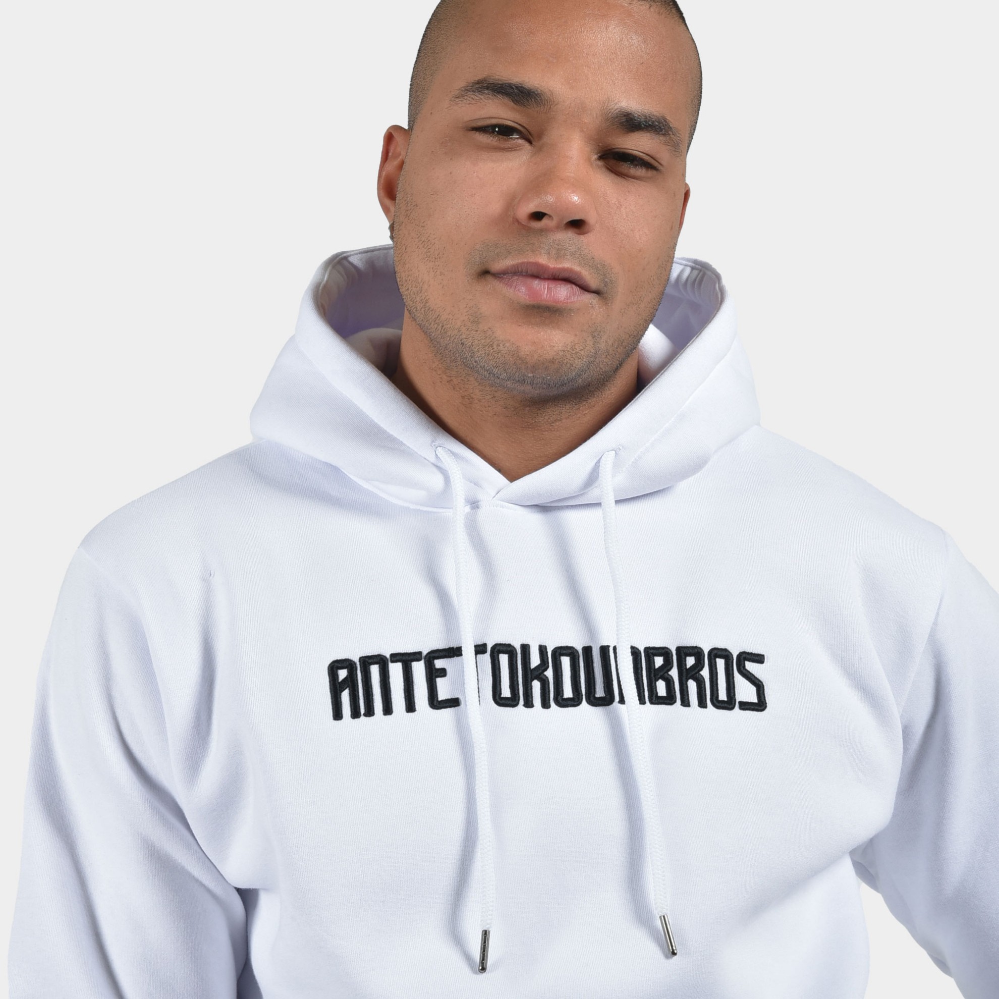 ANTETOKOUNBROS Men's Hoodie Baseline White Detail