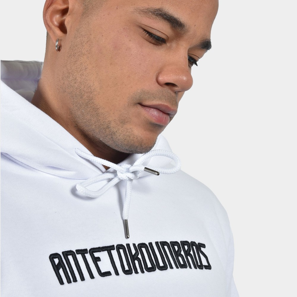 ANTETOKOUNBROS Men's Hoodie Baseline White Detail 1