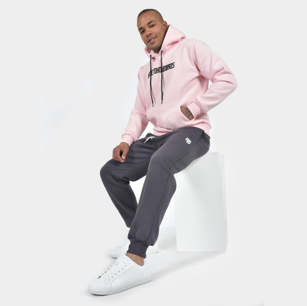 ANTETOKOUNBROS Men's Hoodie Baseline Pink Model Front with Prop