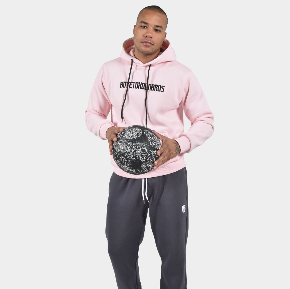 ANTETOKOUNBROS Men's Hoodie Baseline Pink Front with Ball