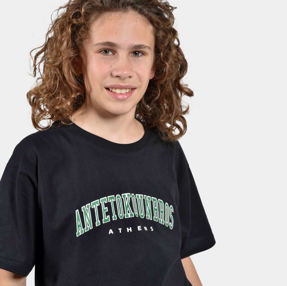 ANTETOKOUNBROS Kids' T-shirt Athens Varsity Black Detail 1