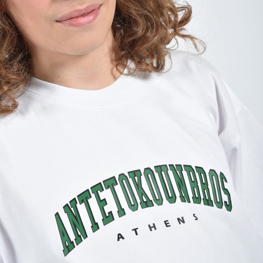 ANTETOKOUNBROS Kids' T-shirt Athens Varsity White Detail2