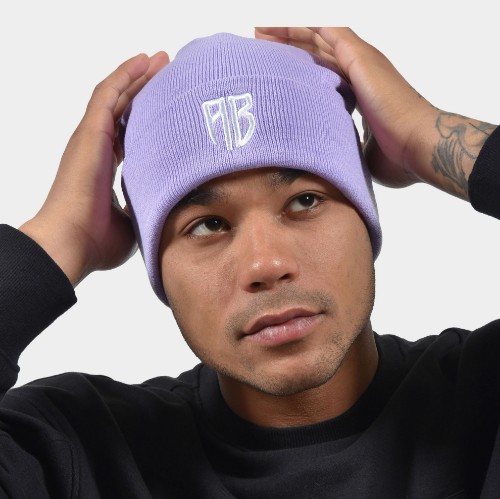 ANTETOKOUNBROS Beanie Logo AB Polylana Lavender Front Model