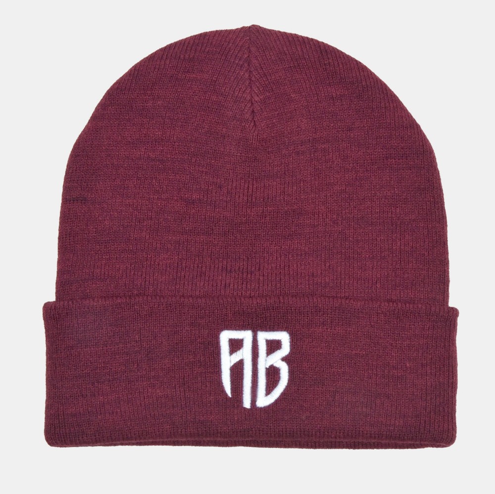 ANTETOKOUNBROS Beanie Logo AB Polylana Bordeaux Front Flat