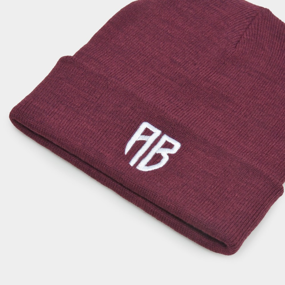 ANTETOKOUNBROS Beanie Logo AB Polylana Bordeaux Front Detail