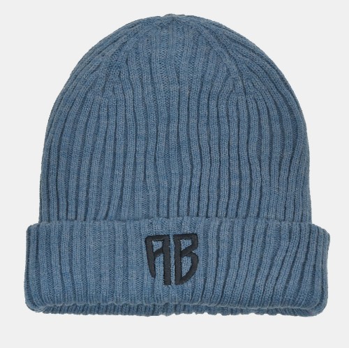 ANTETOKOUNBROS Beanie Double Knitted Logo AB Polylana Light Blue Front Flat