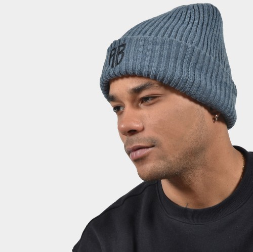 ANTETOKOUNBROS Beanie Double Knitted Logo AB Polylana Light Blue Model