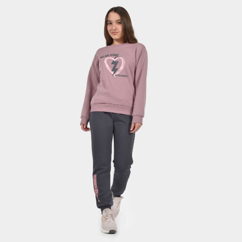 Kids' Sweatshirt Heart Dusty Rose Model Front Move | Antetokounbros  thumb