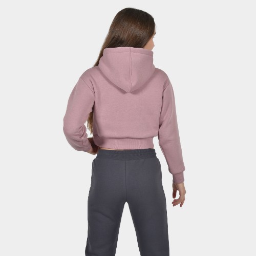 Kids' Crop Top Hoodie Heart Dusty Pink Back | Antetokounbros