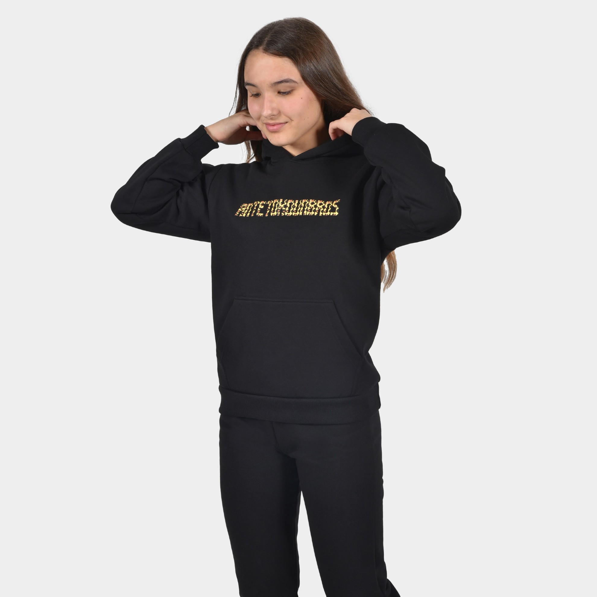 Kids' Hoodie Leopard Logo Black Front 1 | ANTETOKOUNBROS