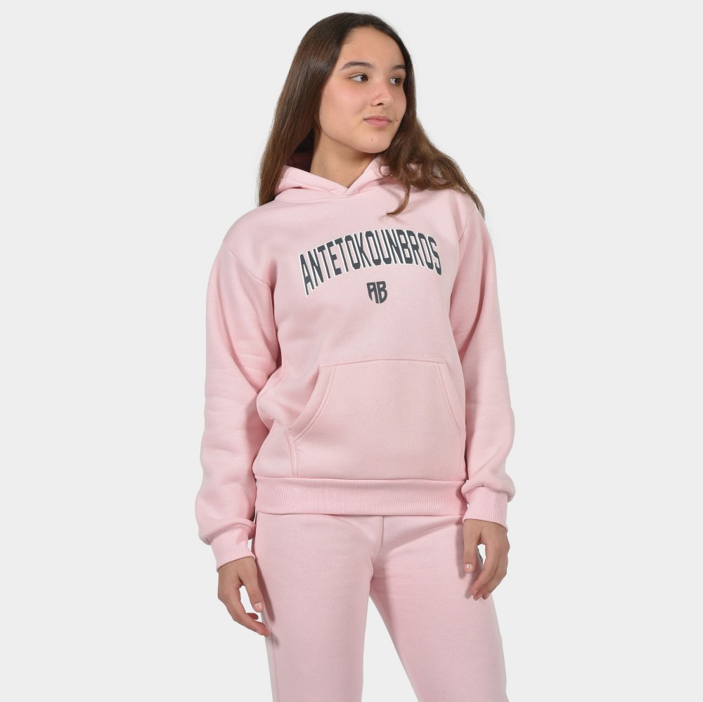 Kids' Hoodie Varsity Pink Front 1 | Antetokounbros 