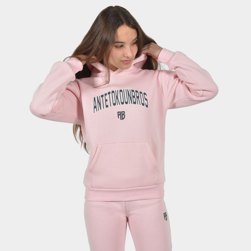 Kids' Hoodie Varsity Pink Front | Antetokounbros 