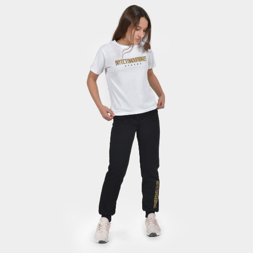 Kids' Sweatpants Leopard Print Black Model Front | Antetokounbros