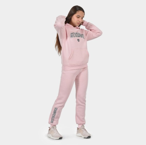 Kids' Sweatpants Varsity Pink Model Front | ANTETOKOUNBROS