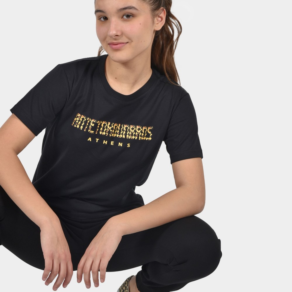 Kids' T-shirt Athens Leopard Logo Black Detail | Antetokounbros	