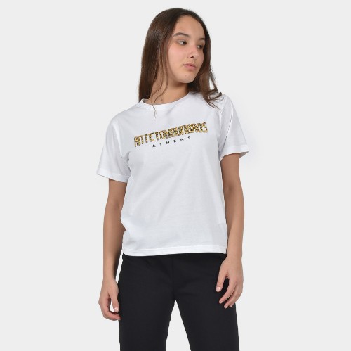 Kids' T-shirt Athens Leopard Logo White Front | ANTETOKOUNBROS