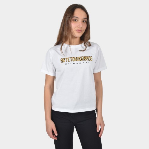 Kids' T-shirt Milwaukee Leopard Logo White Front | Antetokounbros thumb