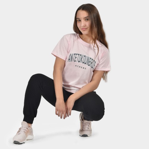 Kids' T-shirt Athens Logo Varsity Pink Model Style| Antetokounbros thumb