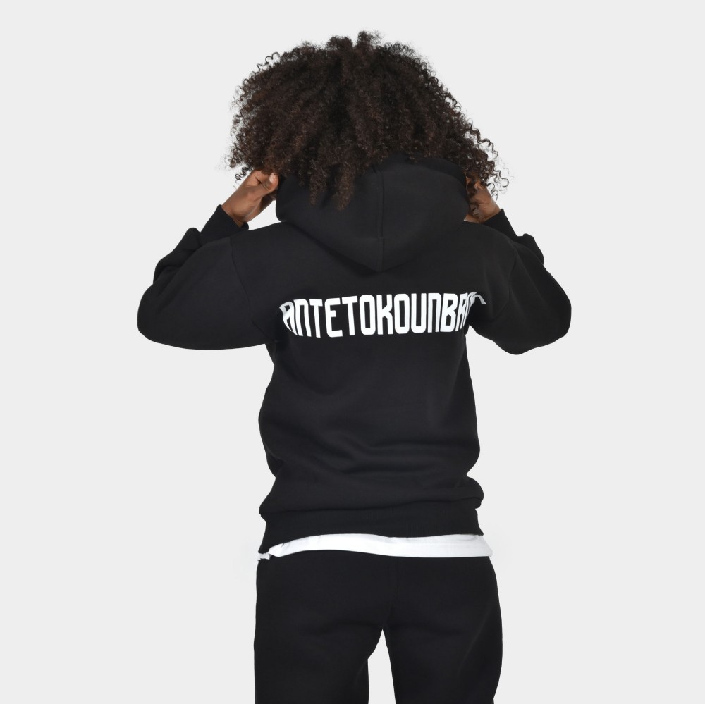 Women's Oversized Hoodie Logo Black Back | Antetokounbros 