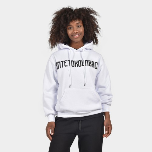 Women's Oversized Hoodie Logo White Front | Antetokounbros thumb