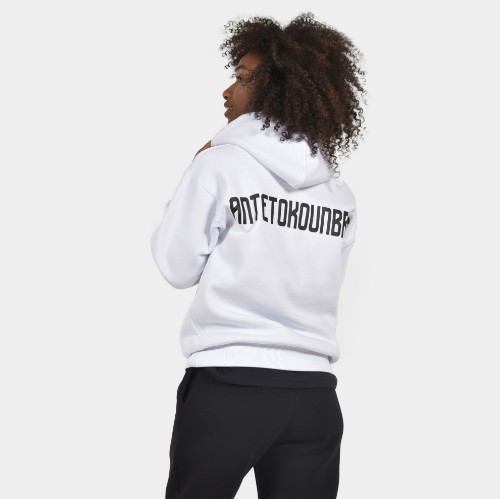 Women's Oversized Hoodie Logo White Back | Antetokounbros thumb