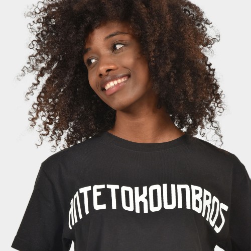 Women's Oversized T-shirt Logo Black | Front Detail | Antetokounbros thumb