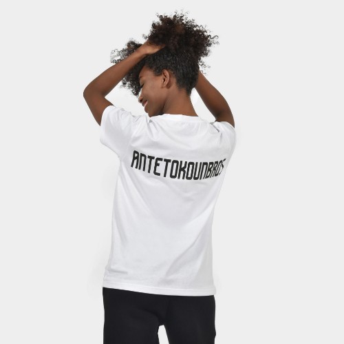 Women's Oversized T-shirt Logo White | Back| Antetokounbros thumb