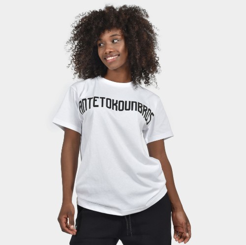 Women's Oversized T-shirt Logo White | Front | Antetokounbros thumb