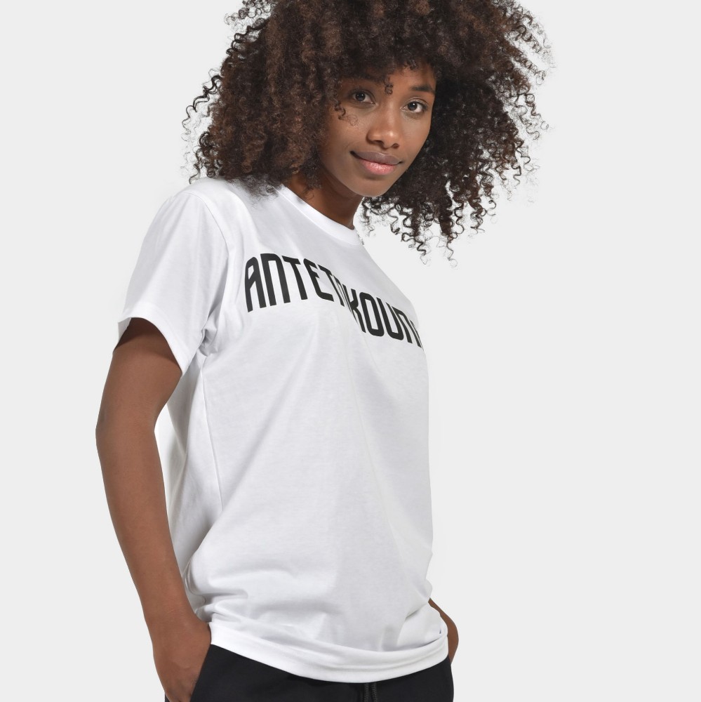 Women's Oversized T-shirt Logo White | Front Detail | Antetokounbros