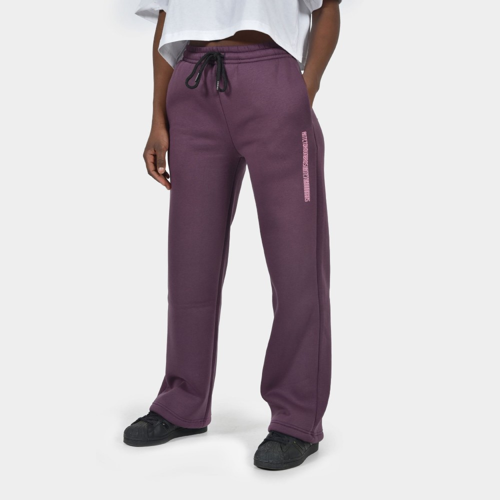 Women's Wide Leg Sweatpants in Aubergine | Front | ANTETOKOUNBROS