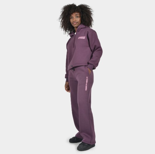 Women's Wide Leg Sweatpants in Aubergine | Model Front | ANTETOKOUNBROS