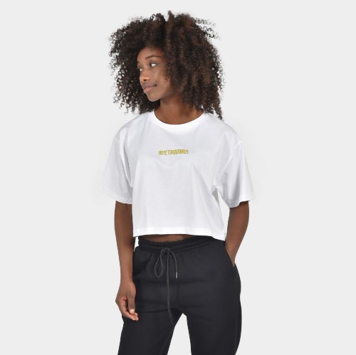 Women's White Cropped T-shirt | Made in Greece | Front | ANTETOKOUNBROS 