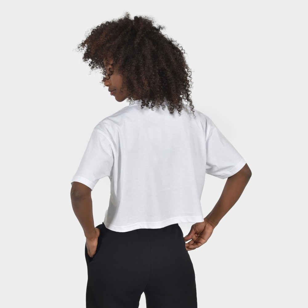 Women's White Cropped T-shirt | Made in Greece | Back | ANTETOKOUNBROS 