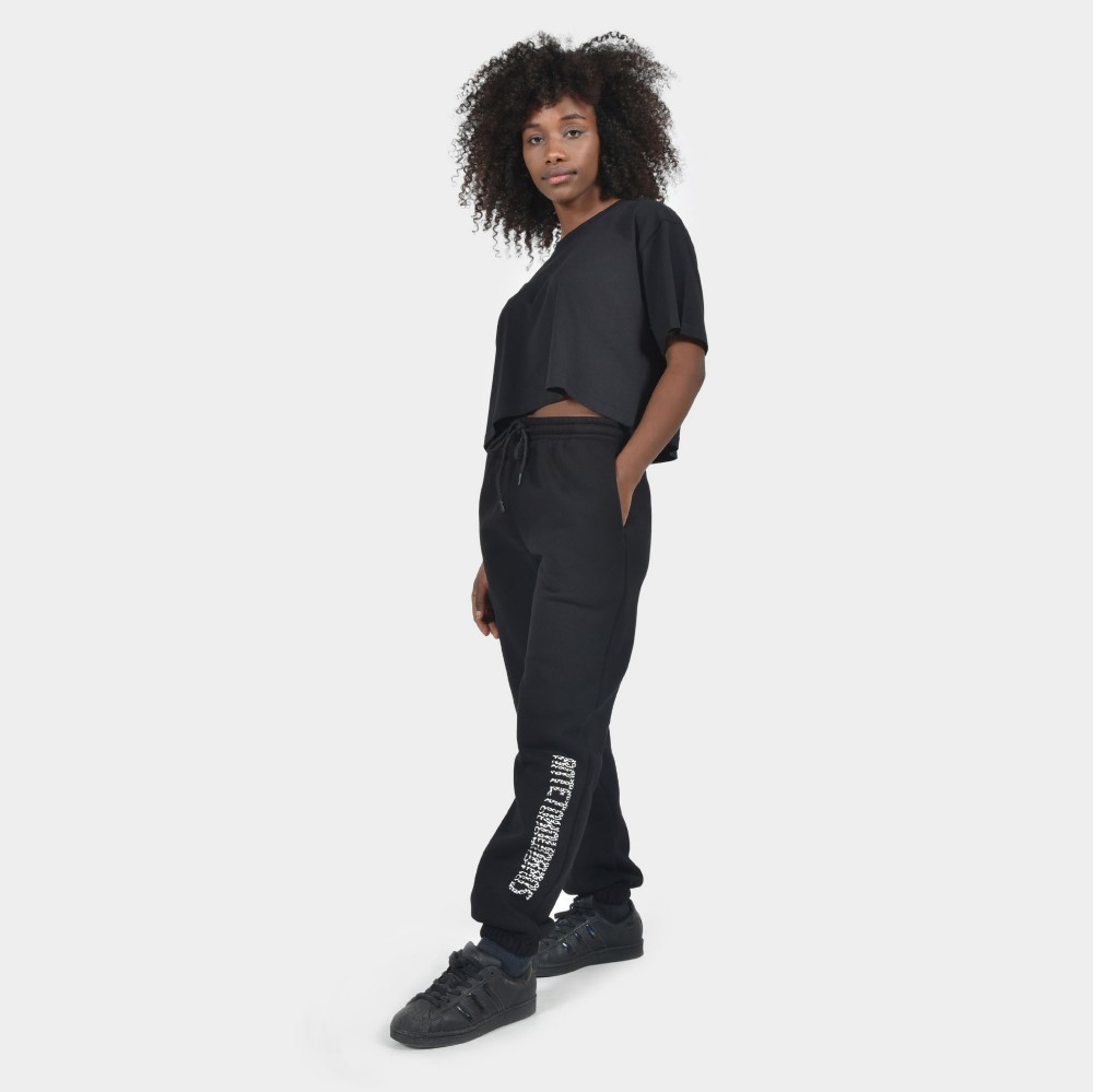 Women's Black Cropped T-shirt |Model Front | ANTETOKOUNBROS 