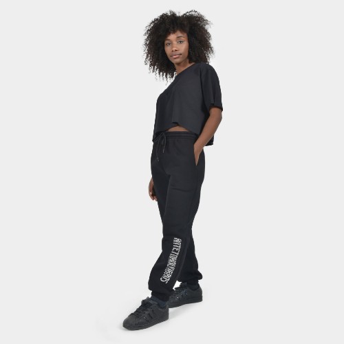 Women's Black Cropped T-shirt |Model Front | ANTETOKOUNBROS  thumb