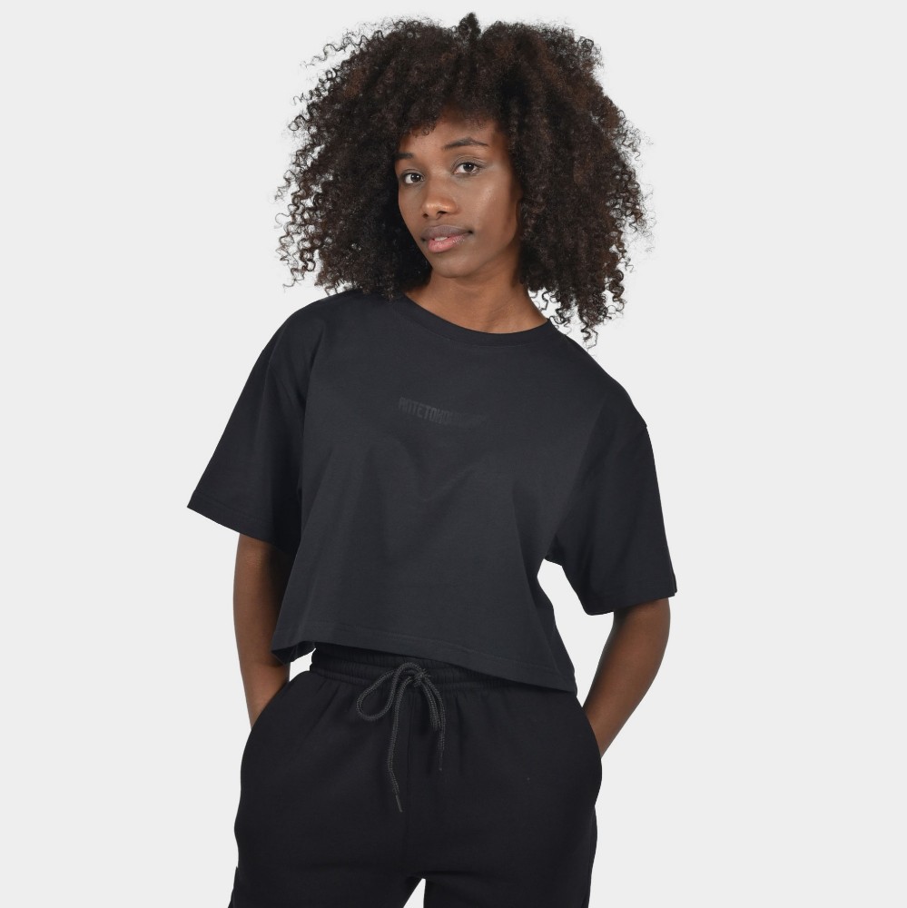 Women's Black Cropped T-shirt | Front | ANTETOKOUNBROS 