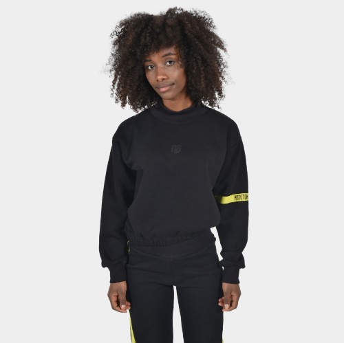 Women's Crop Top Sweatshirt Mock Neck Logomania Black| Front | Antetokounbros