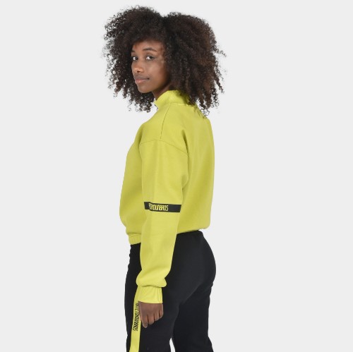 Women's Crop Top Sweatshirt Mock Neck Lime| Back | Antetokounbros