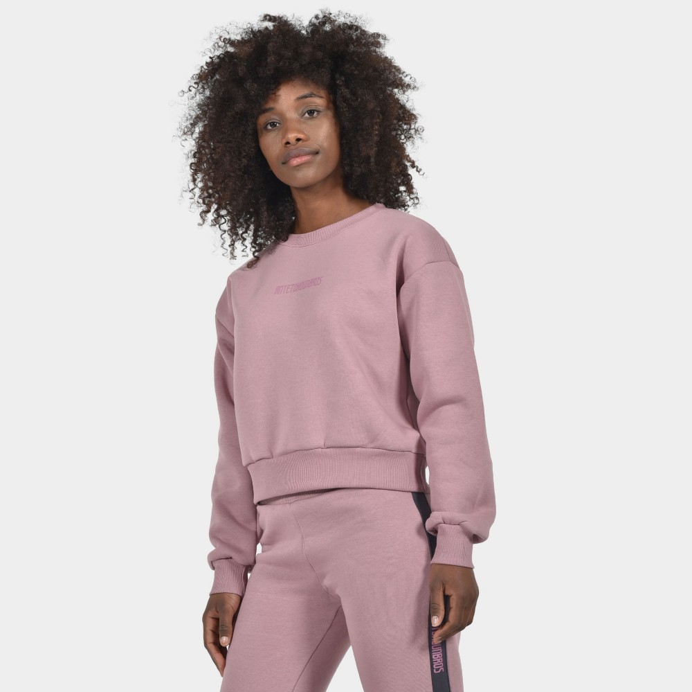 Women's Crop Top Sweatshirt Logomania Dusty Rose| Front | Antetokounbros
