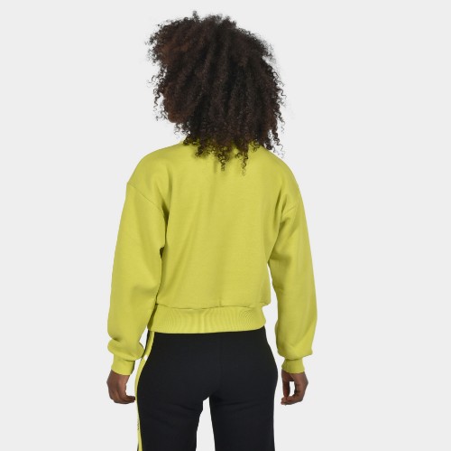 Women's Crop Top Sweatshirt Logomania Lime | Back | Antetokounbros