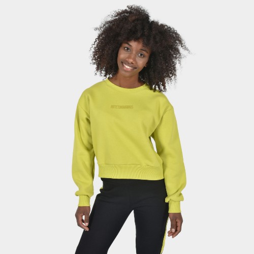 Women's Crop Top Sweatshirt Logomania Lime | Front | Antetokounbros