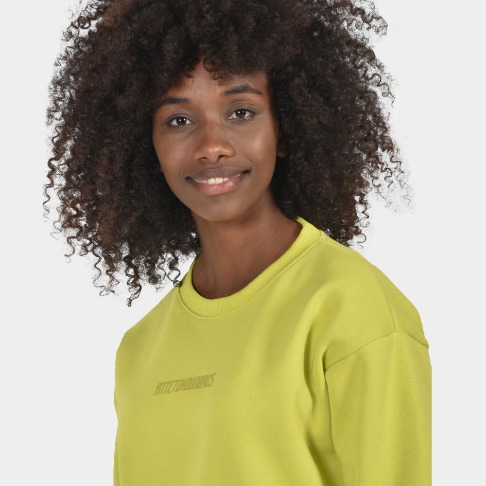 Women's Crop Top Sweatshirt Logomania Lime | Detail | Antetokounbros