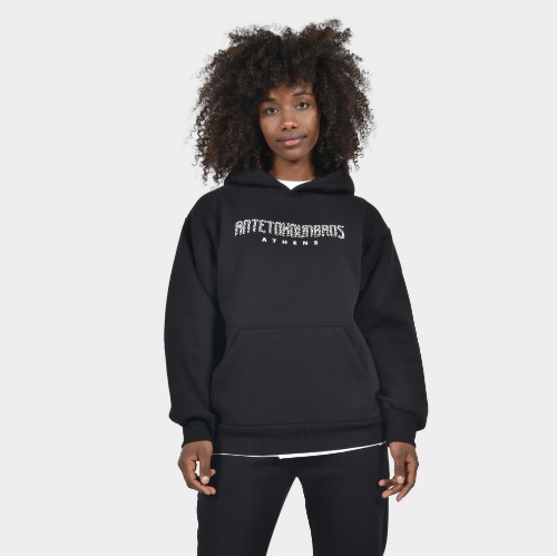 Women's Hoodie Athens Leopard Logo Black | Front | Antetokounbros