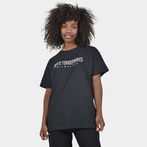Women's T-shirt Animal Print Milwaukee Logo Black | Front | Antetokounbros